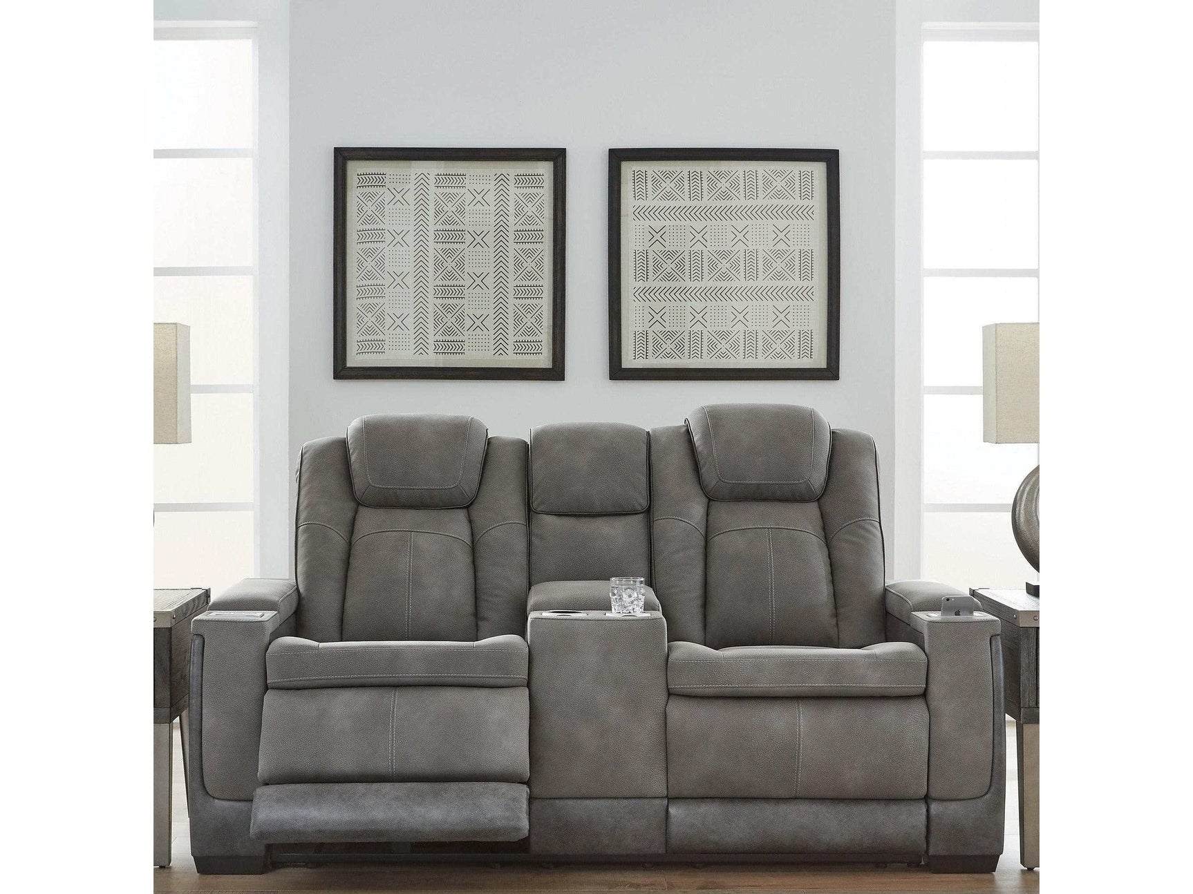 Next-Gen DuraPella Dual-Tone Slate Power Reclining Loveseat w/ Console (Online Special Price) - Ornate Home