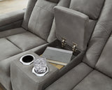 Next-Gen DuraPella Dual-Tone Slate Power Reclining Loveseat w/ Console (Online Special Price) - Ornate Home