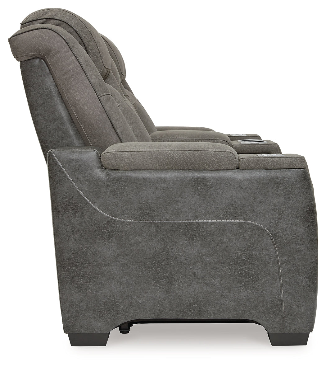 Next-Gen DuraPella Dual-Tone Slate Power Reclining Loveseat w/ Console (Online Special Price) - Ornate Home