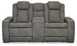 Next-Gen DuraPella Dual-Tone Slate Power Reclining Loveseat w/ Console (Online Special Price) - Ornate Home