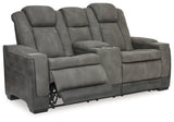 Next-Gen DuraPella Dual-Tone Slate Power Reclining Loveseat w/ Console (Online Special Price) - Ornate Home