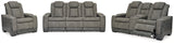 Next-Gen DuraPella Gray Power Reclining Sofa, Loveseat and Recliner Box Arm - Ornate Home