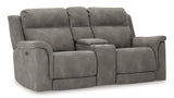 Next-Gen DuraPella Gray Power Reclining Sofa, Loveseat and Recliner Pillow Arm - Ornate Home