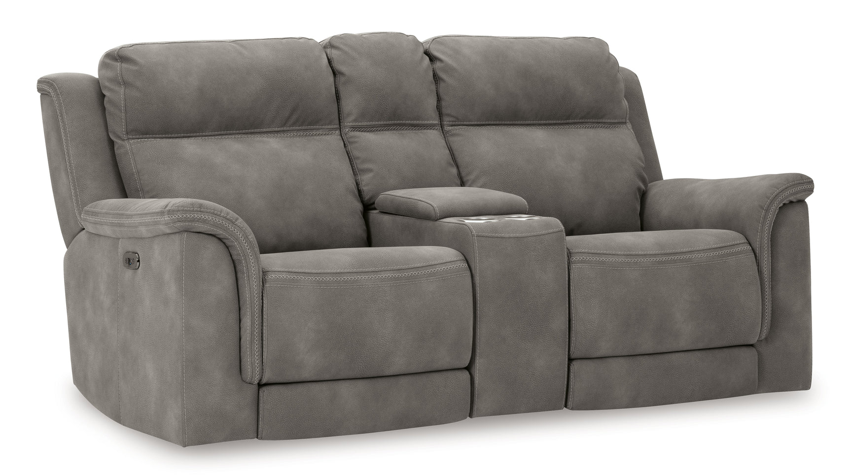 Next-Gen DuraPella Gray Power Reclining Sofa, Loveseat and Recliner Pillow Arm - Ornate Home