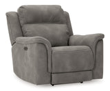 Next-Gen DuraPella Gray Power Reclining Sofa, Loveseat and Recliner Pillow Arm - Ornate Home