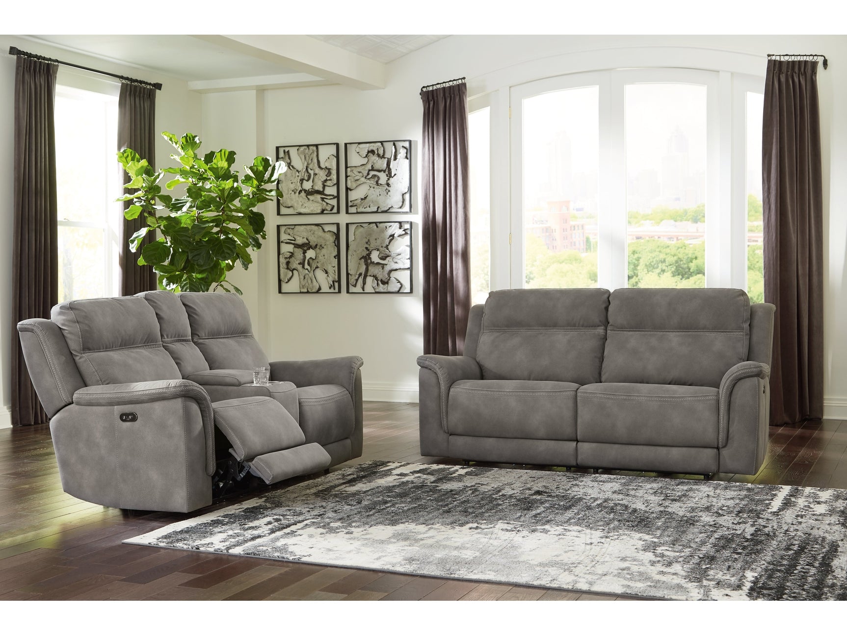 Next-Gen DuraPella Gray Power Reclining Sofa and Loveseat - Ornate Home