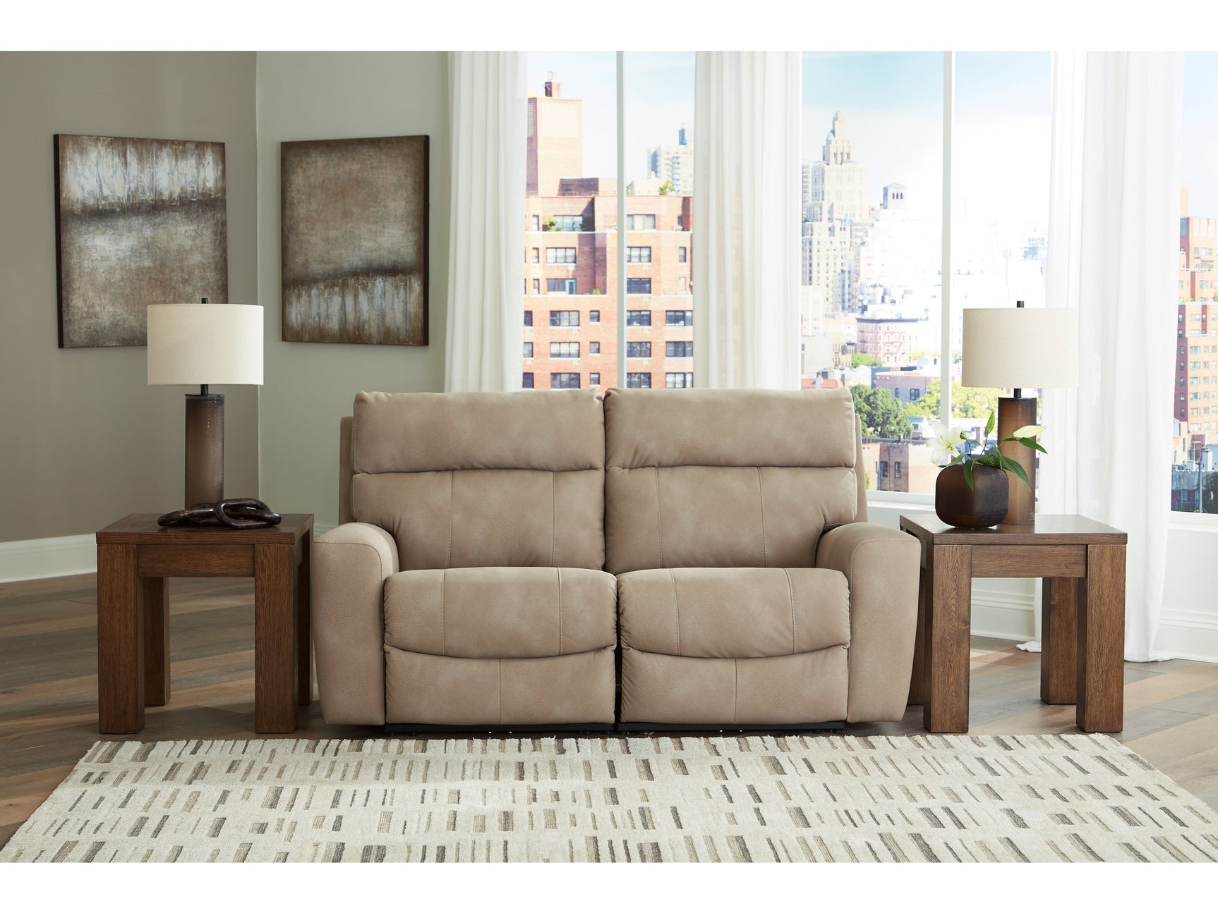 Next-Gen DuraPella Sand 2-Piece Power Reclining Sectional Loveseat - Ornate Home
