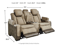 Next-Gen DuraPella Sand Power Reclining Loveseat w/ Console - Ornate Home