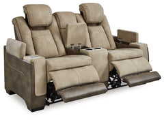 Next-Gen DuraPella Sand Power Reclining Loveseat w/ Console - Ornate Home