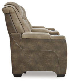 Next-Gen DuraPella Sand Power Reclining Loveseat w/ Console - Ornate Home