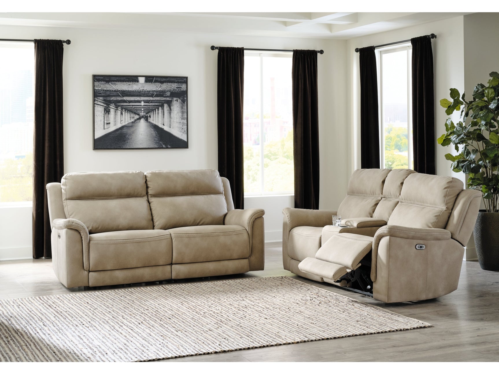 Next-Gen DuraPella Sand Power Reclining Sofa and Loveseat (Online Special Price) - Ornate Home
