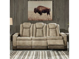 Next-Gen DuraPella Sand Power Reclining Sofa w/ Drop-Down Table (Online Special Price) - Ornate Home