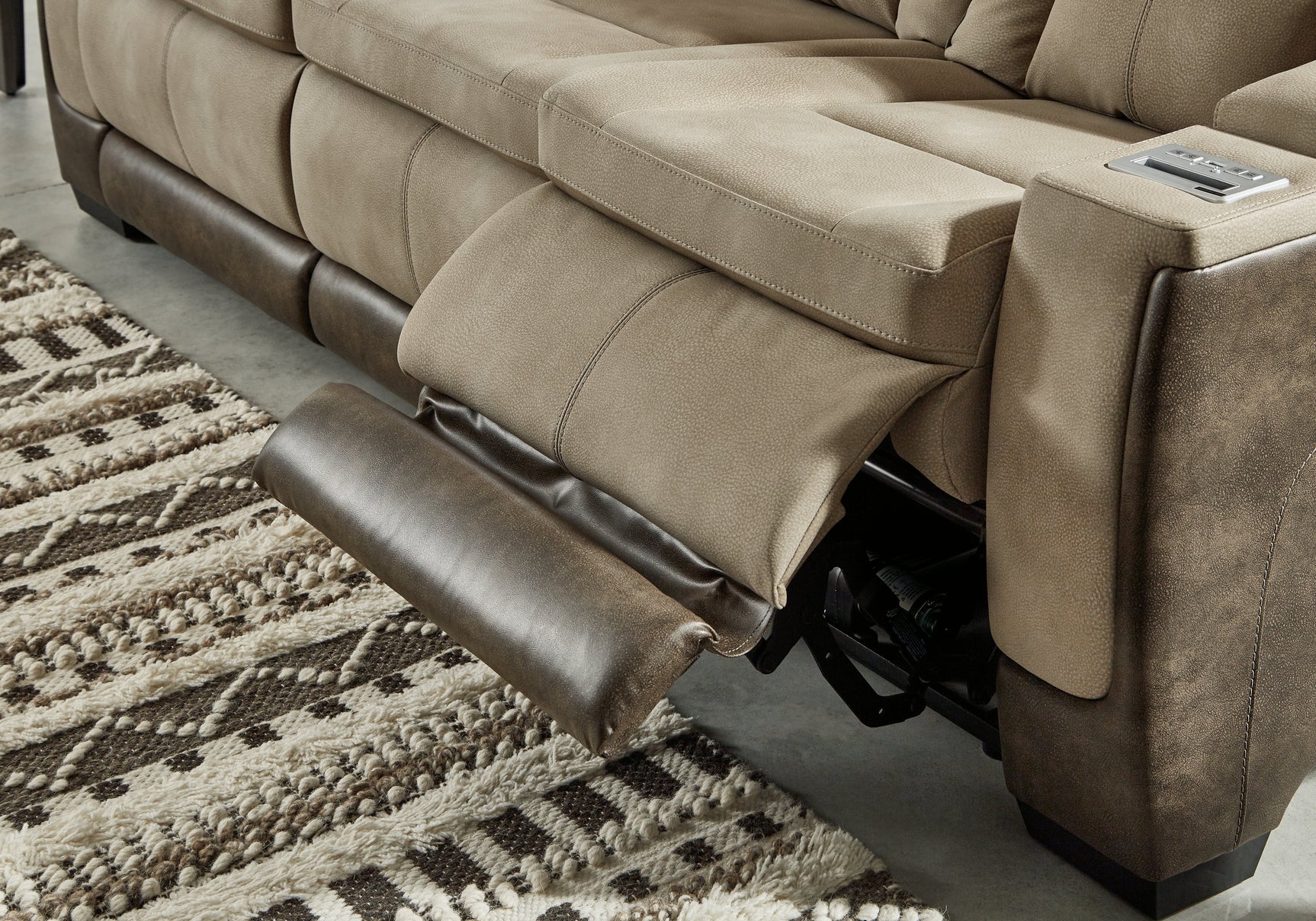 Next-Gen DuraPella Sand Power Reclining Sofa w/ Drop-Down Table (Online Special Price) - Ornate Home