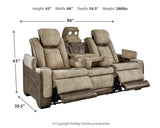Next-Gen DuraPella Sand Power Reclining Sofa w/ Drop-Down Table (Online Special Price) - Ornate Home