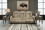 Next-Gen DuraPella Sand Power Reclining Sofa w/ Drop-Down Table (Online Special Price) - Ornate Home
