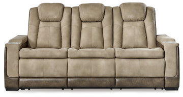 Next-Gen DuraPella Sand Power Reclining Sofa w/ Drop-Down Table - Ornate Home