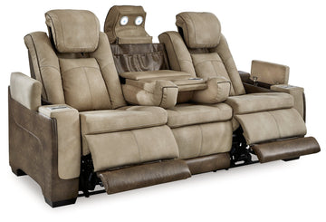 Next-Gen DuraPella Sand Power Reclining Sofa w/ Drop-Down Table - Ornate Home