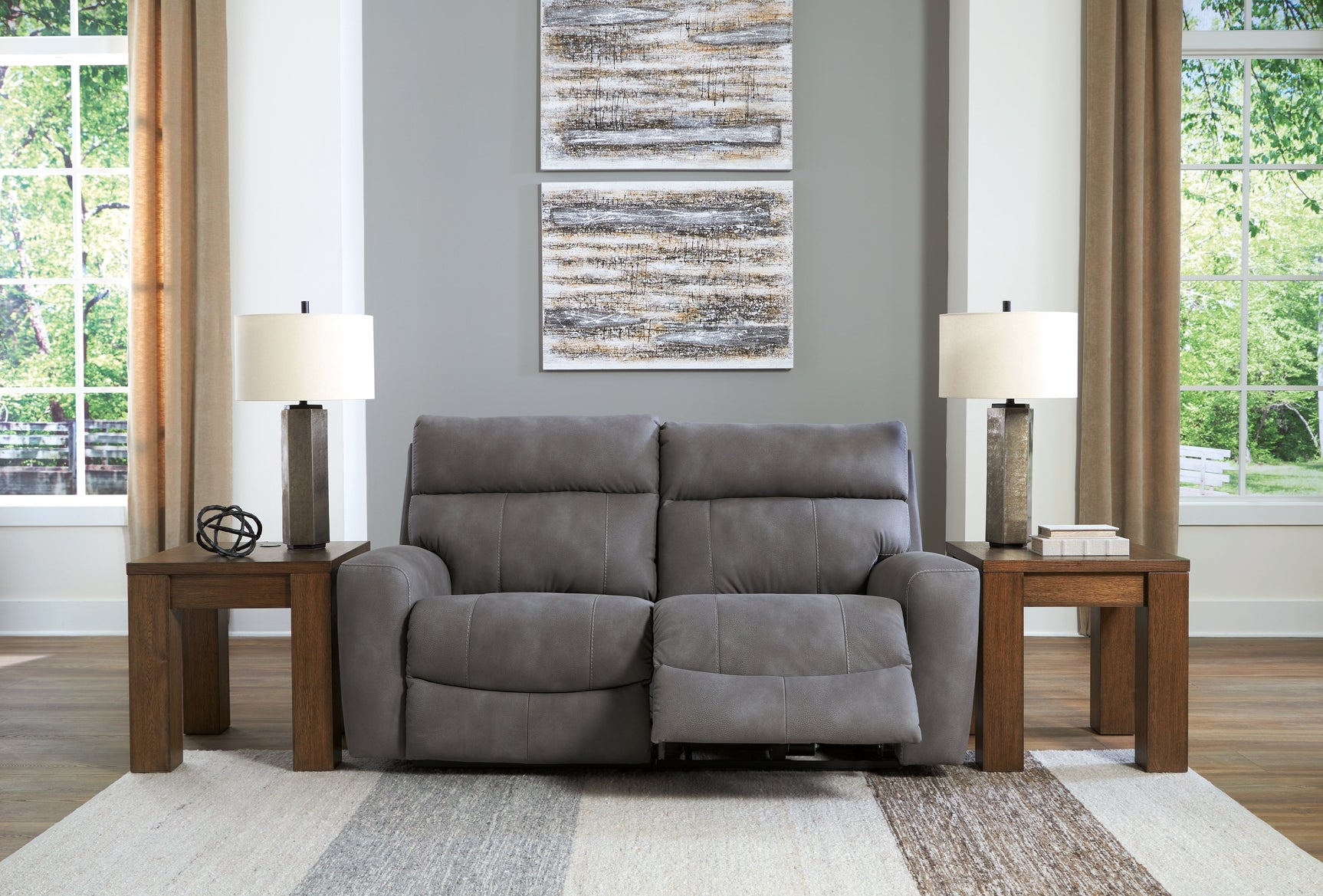 Next-Gen DuraPella Slate 2-Piece Power Reclining Sectional Loveseat (Online Special Price) - Ornate Home