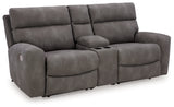 Next-Gen DuraPella Slate 3-Piece Power Reclining Sectional Loveseat with Console - Ornate Home