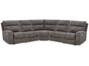 Next-Gen DuraPella Slate 5-Piece Power Reclining Sectional (2 armless chairs) (Online Special Price) - Ornate Home