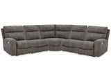 Next-Gen DuraPella Slate 5-Piece Power Reclining Sectional (2 armless chairs) - Ornate Home