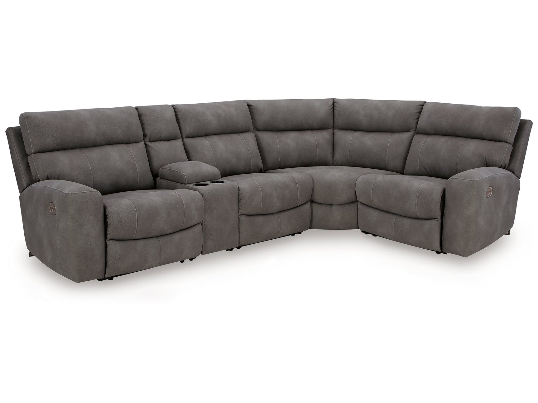 Next-Gen DuraPella Slate 5-Piece Power Reclining Sectional (console) - Ornate Home