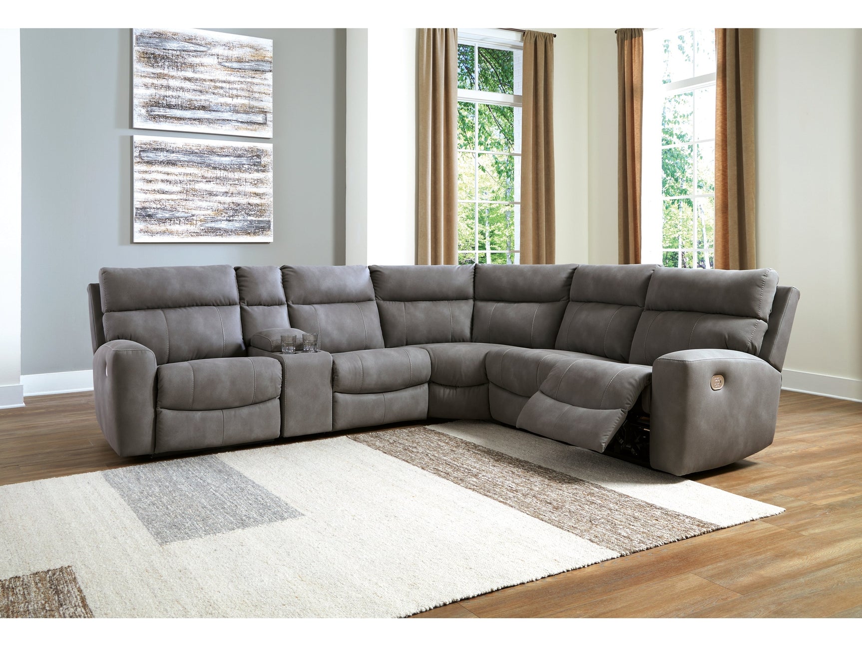 Next-Gen DuraPella Slate 6-Piece Power Reclining Sectional (Online Special Price) - Ornate Home