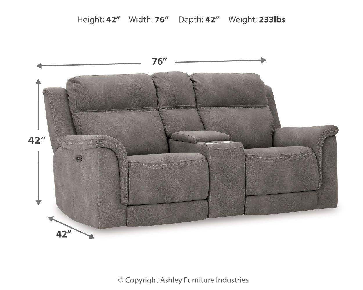 Next-Gen DuraPella Slate Power Reclining Loveseat w/ Console (Online Special Price) - Ornate Home