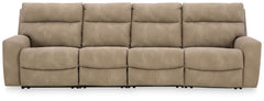 Next-Gen Durapella Sand 4-Piece Power Reclining Sectional - Ornate Home