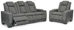 Next-Gen Durapella Slate Power Reclining Sofa and Power Recliner - Ornate Home