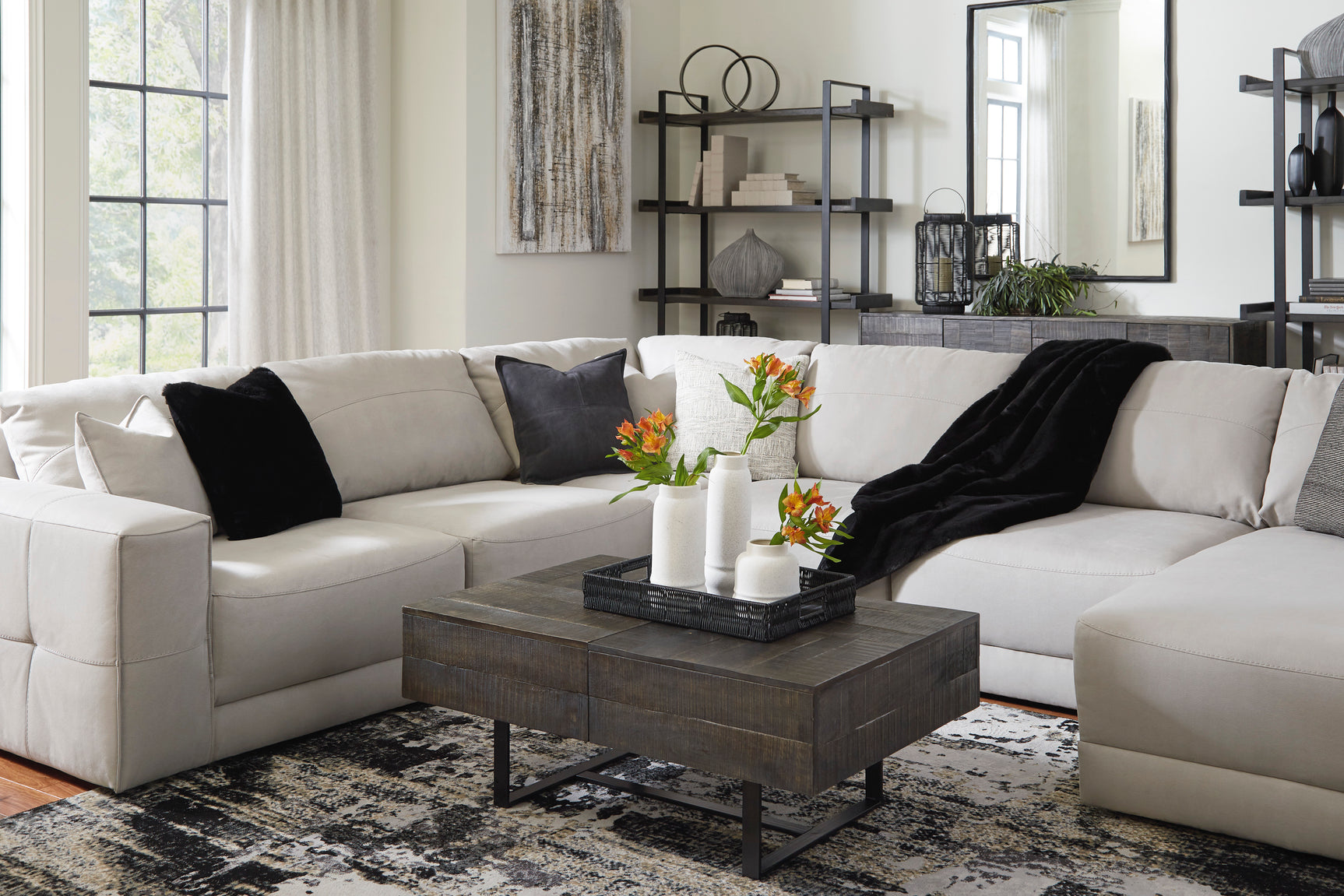 Next-Gen Gaucho Gray 6-Piece RAF Chaise Sectional - Ornate Home
