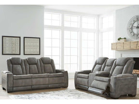 NextGen DuraPella Dual Tone Slate Power Reclining Sofa & Loveseat (Online Special Price) - Ornate Home
