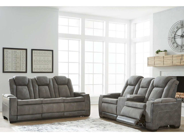 NextGen DuraPella Dual Tone Slate Power Reclining Sofa & Loveseat (Online Special Price) - Ornate Home