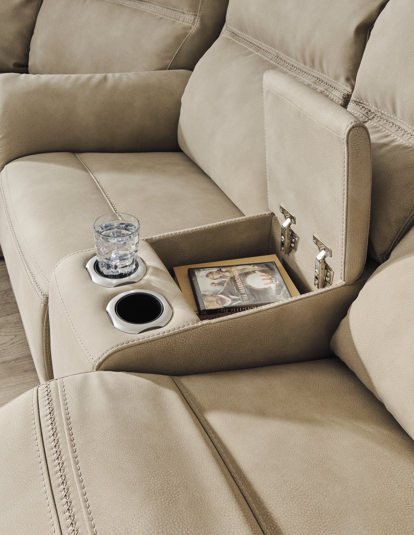 NextGen DuraPella Sand Power Reclining Loveseat w/ Console (Online Special Price) - Ornate Home