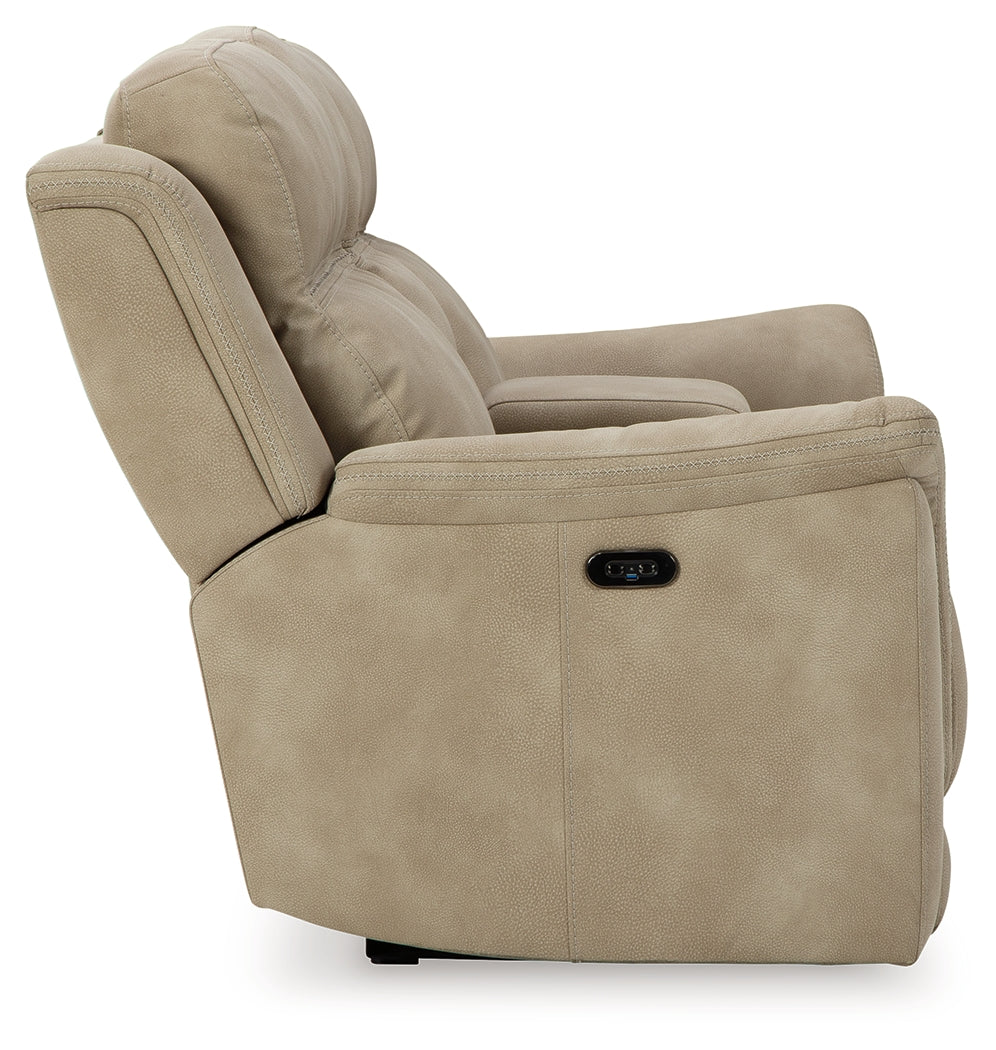 NextGen DuraPella Sand Power Reclining Loveseat w/ Console (Online Special Price) - Ornate Home