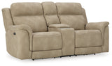 NextGen DuraPella Sand Power Reclining Loveseat w/ Console (Online Special Price) - Ornate Home