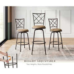 Nexus Brown 3-Piece Pack Convertible Swivel Counter/Pub Height Chair - Ornate Home