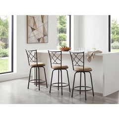 Nexus Brown 3-Piece Pack Convertible Swivel Counter/Pub Height Chair - Ornate Home