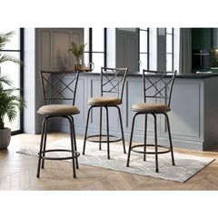Nexus Brown 3-Piece Pack Convertible Swivel Counter/Pub Height Chair - Ornate Home
