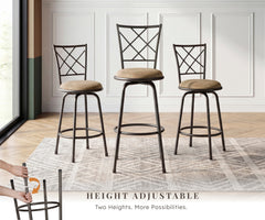 Nexus Brown 3-Piece Pack Convertible Swivel Counter/Pub Height Chair - Ornate Home