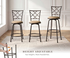 Nexus Brown 3-Piece Pack Convertible Swivel Counter/Pub Height Chair - Ornate Home