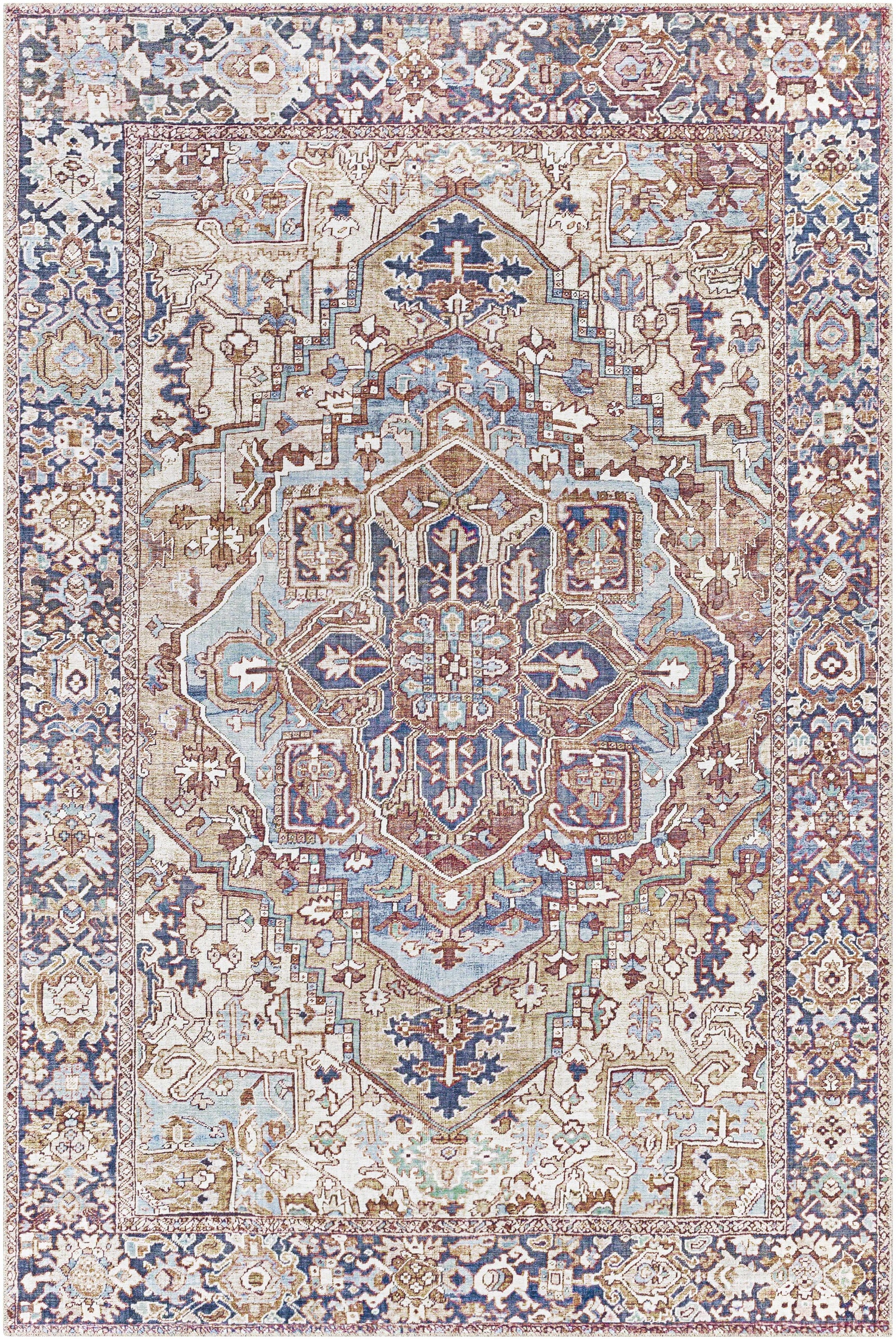 Neyland Iris Olive & Brown Area Rug 2360 - Ornate Home