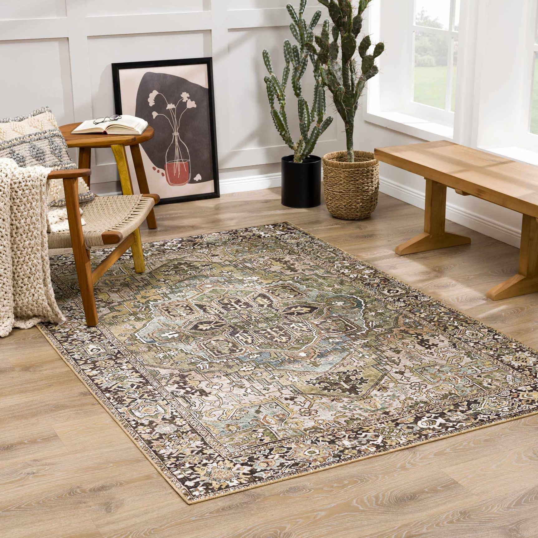 Neyland Sage Green Area Rug - Ornate Home