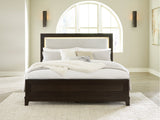 Neymorton Dark Grayish Brown California King Upholstered Panel Bed (Online Special Price) - Ornate Home