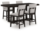 Neymorton Dark Grayish Brown Counter Height Dining Table and 4 Barstools - Ornate Home
