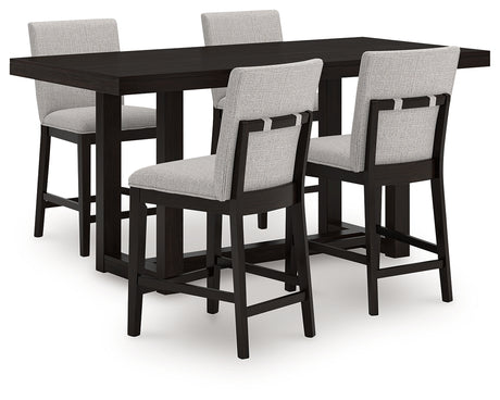 Neymorton Dark Grayish Brown Counter Height Dining Table and 4 Barstools - Ornate Home