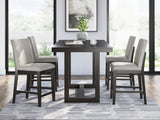 Neymorton Dark Grayish Brown Counter Height Dining Table and 4 Barstools - Ornate Home