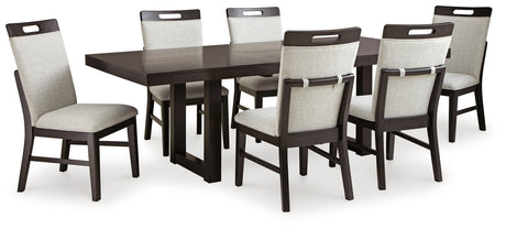 Neymorton Dark Grayish Brown Dining Table w/6 Chairs - Ornate Home