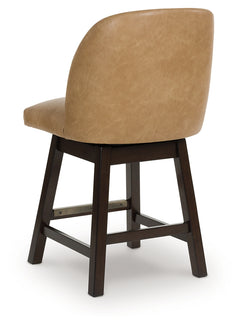 Neymorton Dark Grayish Brown Faux leather Upholstered Swivel Barstool (Set of 2) - Ornate Home