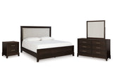 Neymorton Dark Grayish Brown King Panel Bedroom Set with Dresser, Mirror and Nightstand - Ornate Home